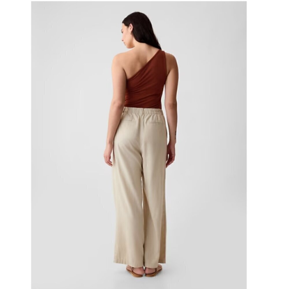 GAP High Rise Wide Leg Pleated Linen Trouser Pants Size 16 Black #875360 NWT $80 - Picture 6 of 11